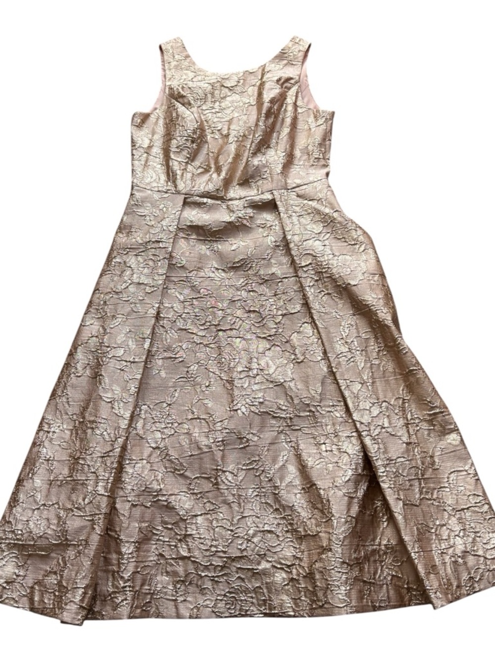 Nicole Miller Rose Gold Floral Brocade Fit-and-Flare Dress